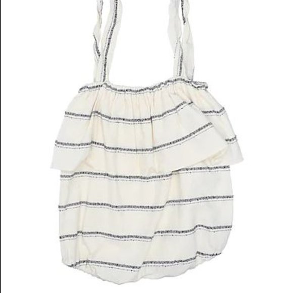 MESSAGE IN THE BOTTLE Popover Ruffle Romper - 1 Month - Picture 1 of 6